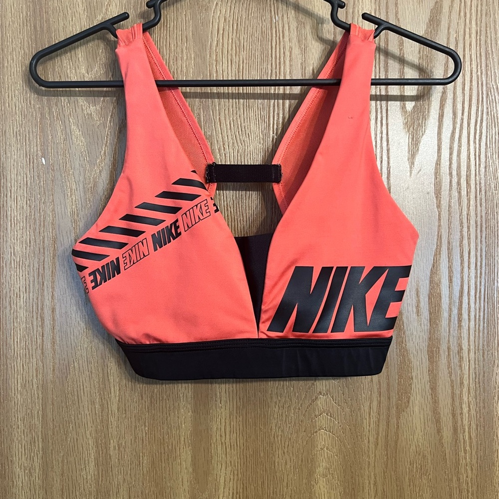Nike coral red dri fit sports bra